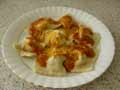 Finished tortelli on plate Finished tortelli on plate